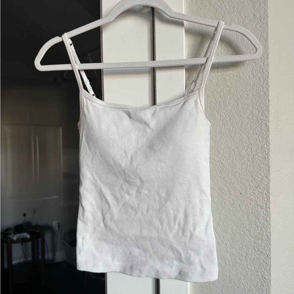 Abercrombie Bra Free White Ribbed Cami Tank Top